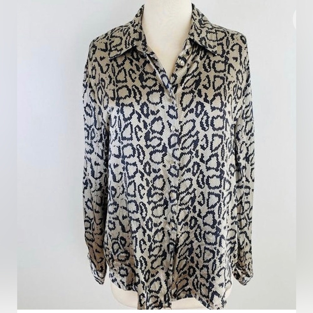 Silk Python Snake Print Silk Blouse - image 1
